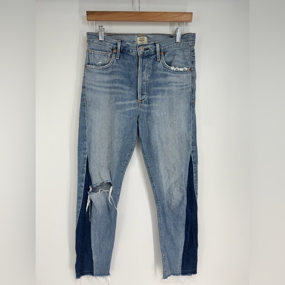 Citizens of Humanity Side Panel High Rise Raw Hem Skinny Leg Jeans - Picture 1 of 3